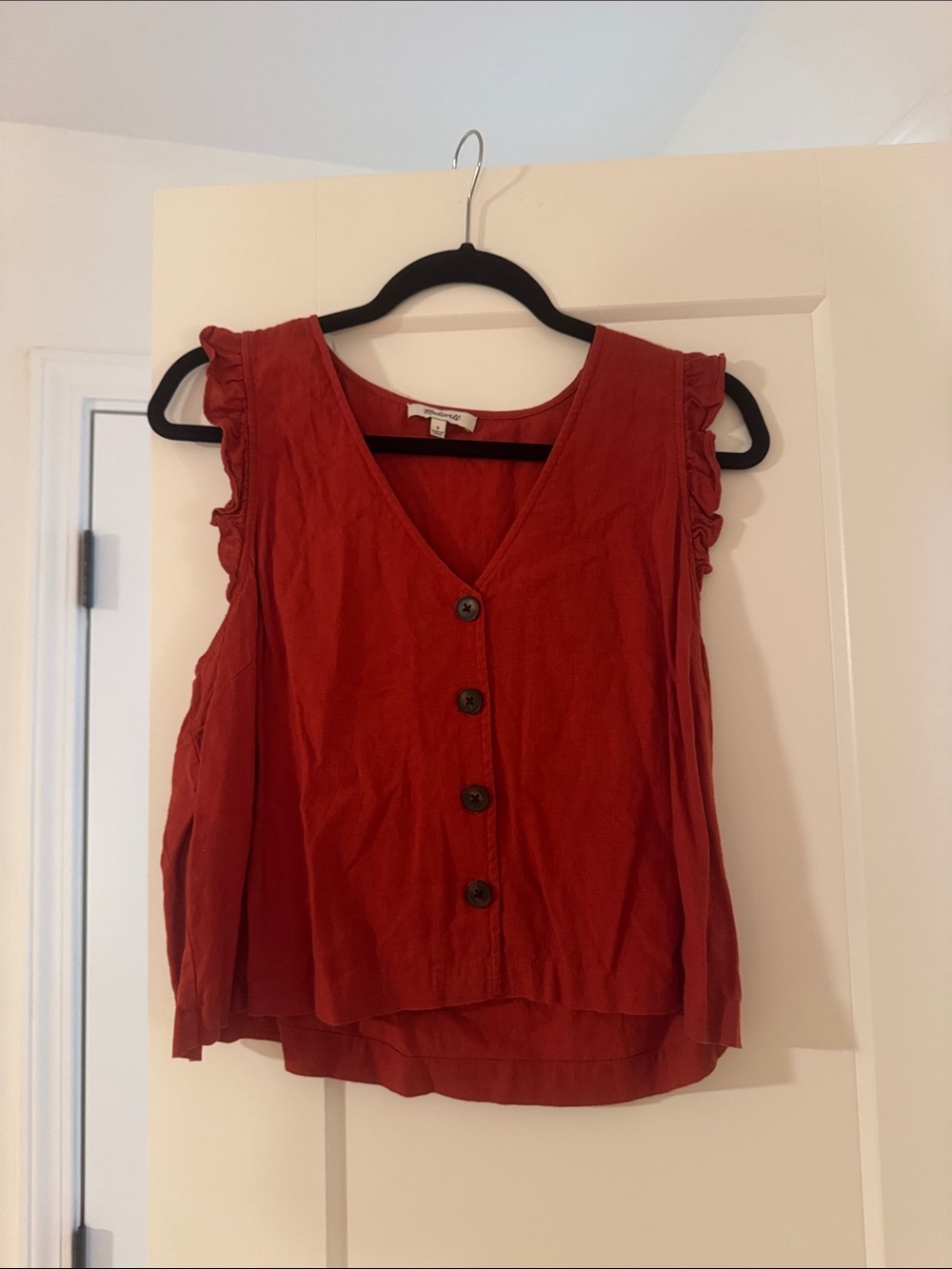 Madewell Sleeveless Button-Front Tank Top - Rust Red